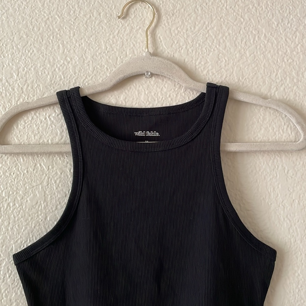Wild Fable Crop Top Scoop Neck Ribbed Tank Black - Picture 7 of 13